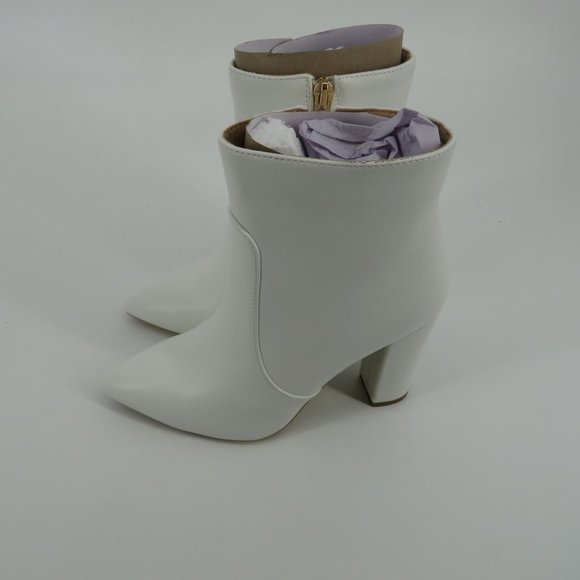 IDIFU Women's White Ankle Boots Pointed Toe Block Heel Size 5 NIB - Picture 5 of 6